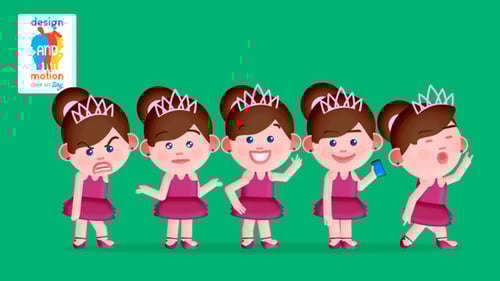 Cute Animated Ballerina Girl Character: Actions and Loops