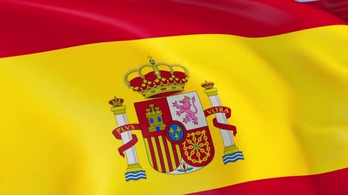 Realistic Seamless Loop of the Waving Flag of Spain