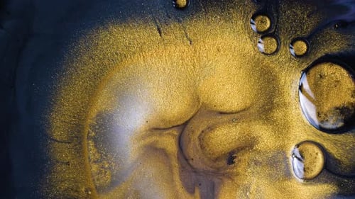 Abstract Golden Liquid Swirls and Fluid Motion