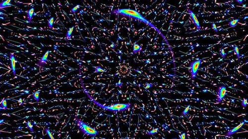 Abstract Kaleidoscope Light Tunnel with Glowing Particles