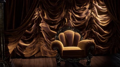 Luxurious Theater Curtain Stage with Chair