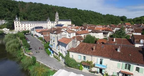 Benedictine Abbey of Brantome and river and surrounding