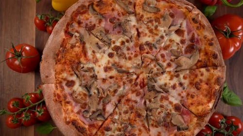 Mushroom and Ham on the Pizza