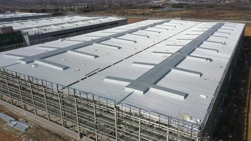 Factory building in city