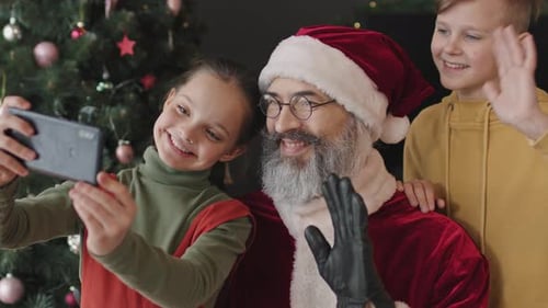 Festive Christmas Selfie with Santa Claus, Children