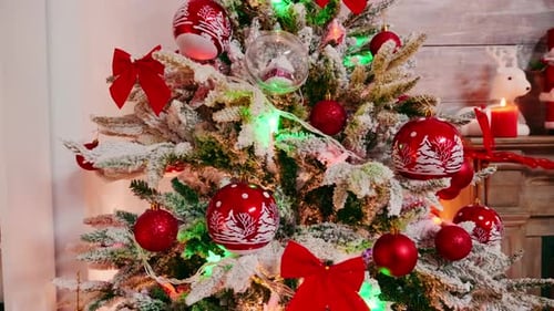 Close Up of Christmas Tree with Garland