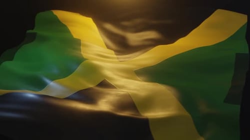 Realistic Jamaica National Flag Waving Loopable Animation