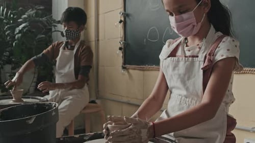 Children Create Pottery in Art Studio