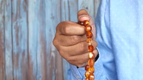 Muslim Man Praying During Ramadan, Close Up