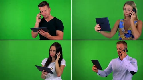Compilation (Montage) - People Work on Tablet and Phone with Smartphone -