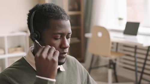 African Man Working in Call Center