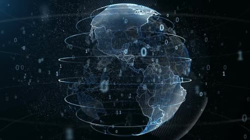 Binary Code Data Surrounding Planet Earth