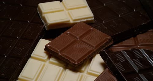 Pile of Assorted Chocolate Bars Close Up