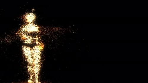 Shimmering Golden Particle Dance Silhouette Animation