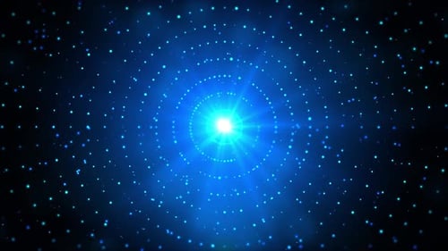 Futuristic Blue Particle Light Tunnel Loop Background