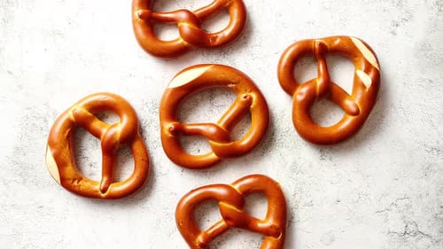 Freshly Baked Pretzels Overhead Flat Lay Food