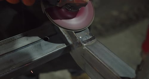 Sparks Flying From a Metal Grinder Close-Up