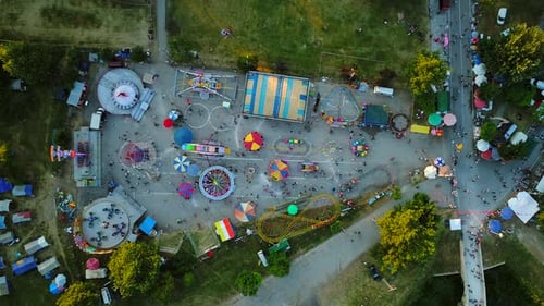 Aerial View of Amusement Park and Carnival Rides