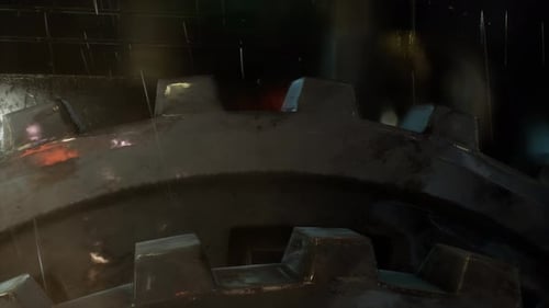 Animated Gritty Industrial Gear Rain Logo Reveal