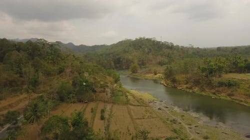 Tropical Landscape River Farmers Land