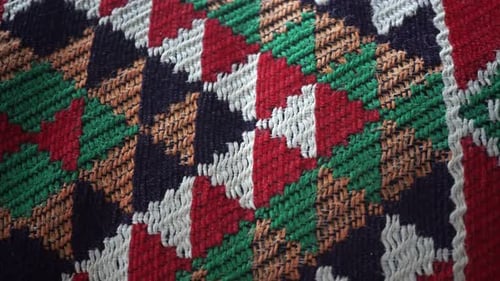Macro Shot of Geometric Woven Fabric
