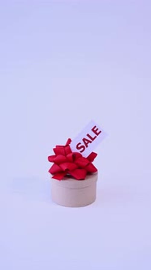 Brown Paper Gift Box with Sale Tag
