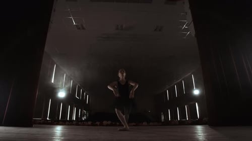 Prima Ballet Theatre on Stage Rehearsing Performance in the Smoke