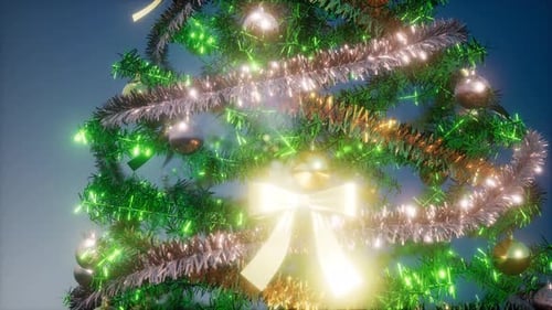 Joyful Studio Shot of a Christmas Tree with Colorful Lights