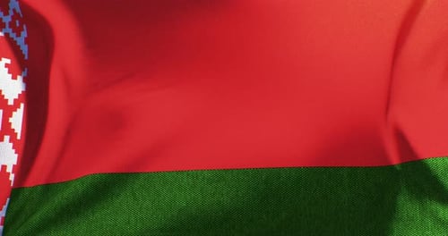 Realistic Waving Belarus National Flag with Fabric Texture