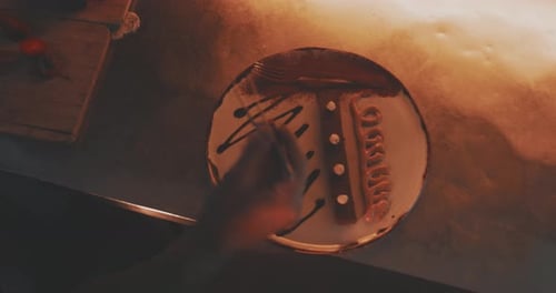 Close up of the dessert plating with strawberry