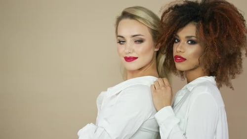 Beautiful Women Posing with Classic Fashion Style