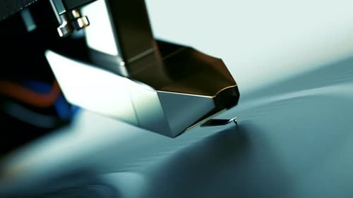 Close-up Record Player Stylus Playing Vinyl Record