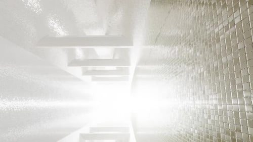 Sleek White Tiled Tunnel with Bright Light Loop