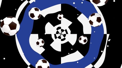 Seamless Loop of Soccer Balls in Spinning Geometric Tunnel