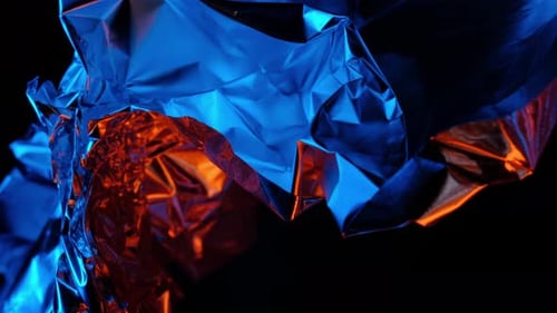 Colorful Texture of Foil in Changing Red and Blue Lights