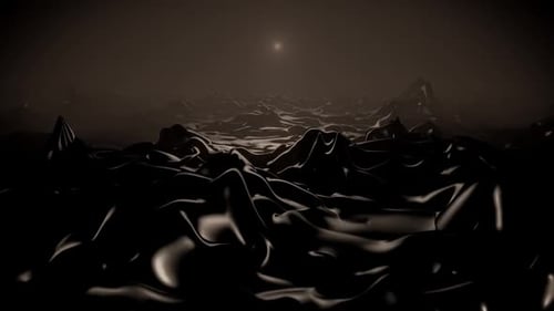Schwarze flüssige Landschaft mit einsamem Stern