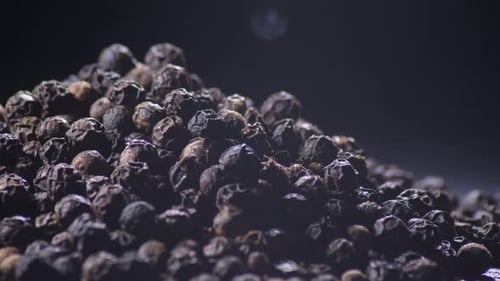 Pile of Wrinkled Black Peppercorns