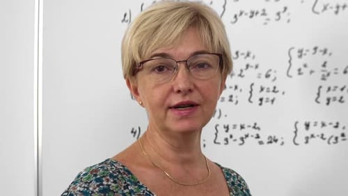 Adult Woman Explaining Math in Classroom Setting