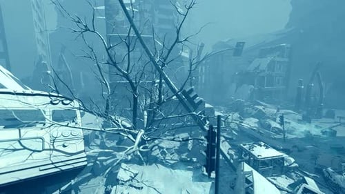 Ruined City Aftermath Dystopian Cinematic Scene