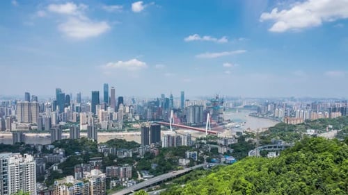 Time lapse of Modern metropolis skyline , Chongqing, China