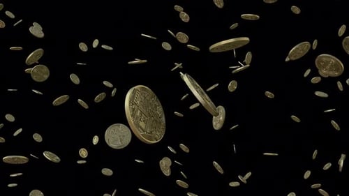 Bitcoin Coins Falling In Infinite Loop With Alpha Channel