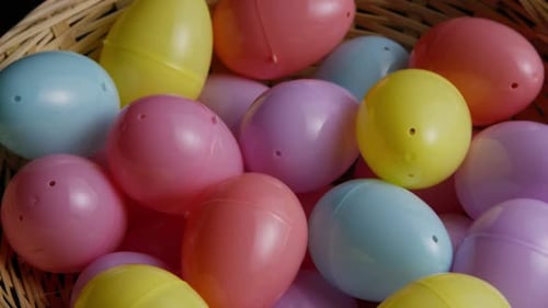 Basket Filled with Colorful Easter Eggs