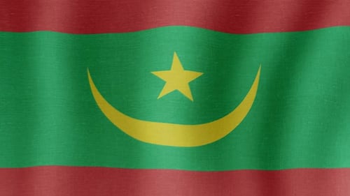 Realistic Waving Mauritania Flag with Fabric Texture Loop