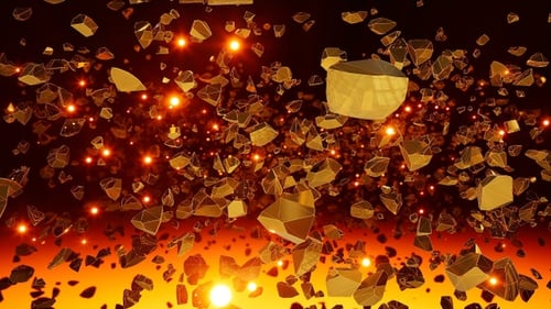 Abstract Gold Polygonal Shapes Flying Dynamic Background