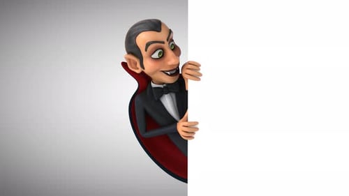 Animated 3D Cartoon Vampire Character Peeking Alpha Channel Loop