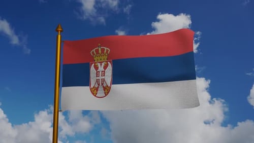 Realistic 3D Serbia Flag Waving Animation