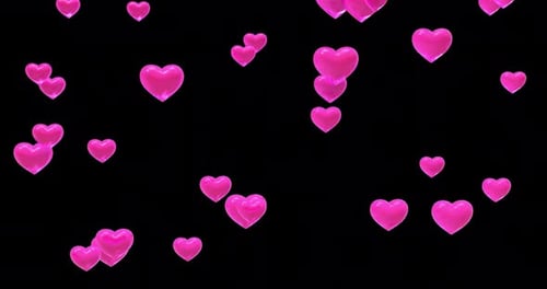 Pink Glossy Hearts Floating Upwards Celebration Overlay