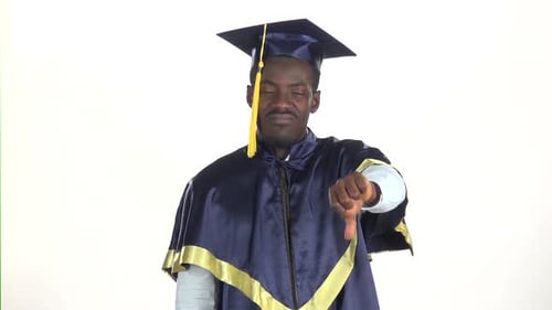 Graduate Displease. Student Disappointed. White. Slow Motion. Close Up