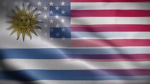 United States and Uruguay Flags Blending Seamlessly