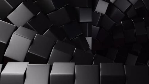 Abstract Black Cubes Tunnel Flow Animation